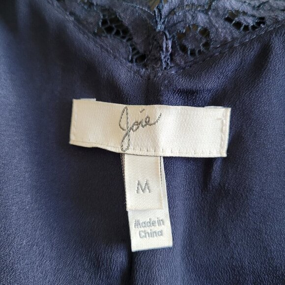 Joie Rori Cotton Blend Navy Blue Sleeveless Lace Mini Dress - Picture 4 of 6